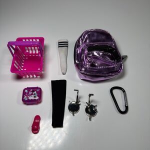 Shopkins Real Littles Metallic Purple Mini Backpack Toy Lot Basket Roller Skate